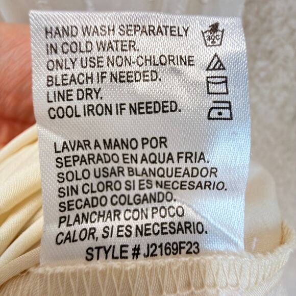 Patrons of Peace Boho Tiered Maxi Dress M Ivory Ruffles Buttons Sheer Prairie - Picture 7 of 10